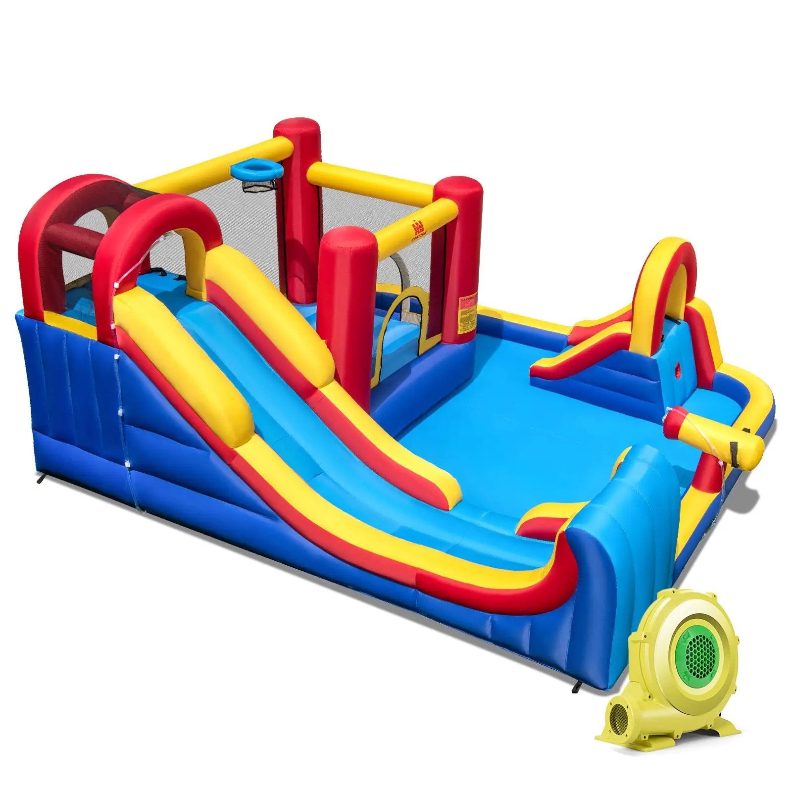 7 in 1 Outdoor Inflatable Bounce House with Water Slides and Splash Pools with 950W Blower by DirectDeals