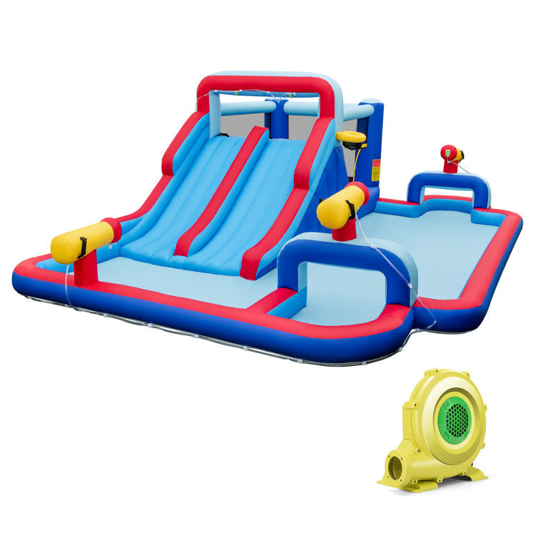Inflatable Bounce House with 2 Water Slides and 3 Water Cannons with 950W Blower by DirectDeals