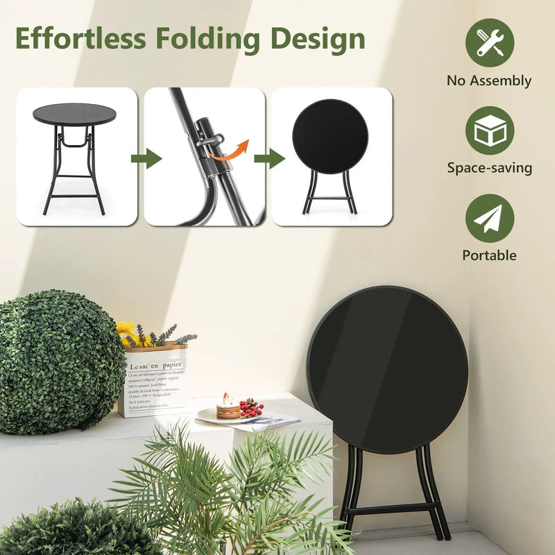 23 Inch Round Bistro Table with Tempered Glass Tabletop by DirectDeals