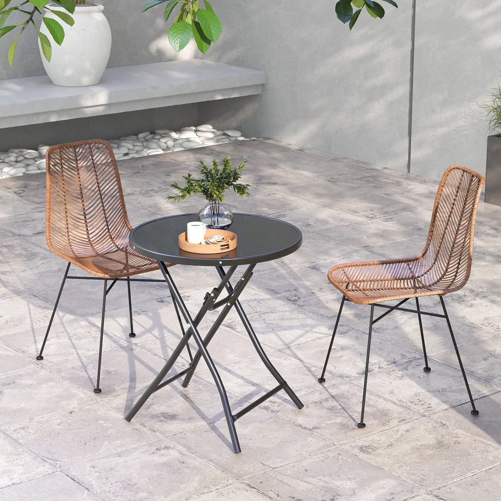 23 Inch Round Bistro Table with Tempered Glass Tabletop by DirectDeals