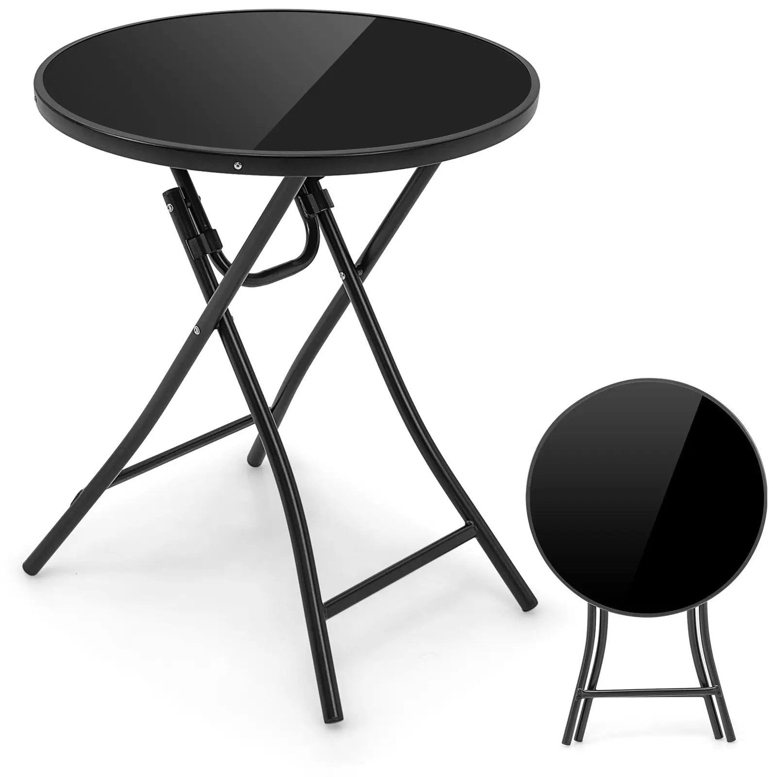 23 Inch Round Bistro Table with Tempered Glass Tabletop by DirectDeals