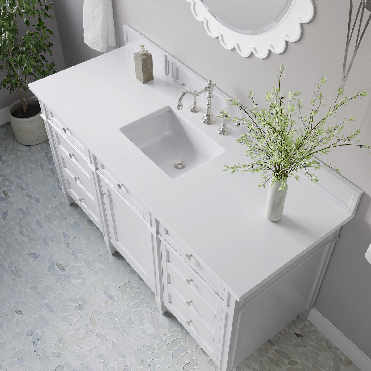 James Martin Brittany 60" Single Bathroom Vanity, Bright White, view 38