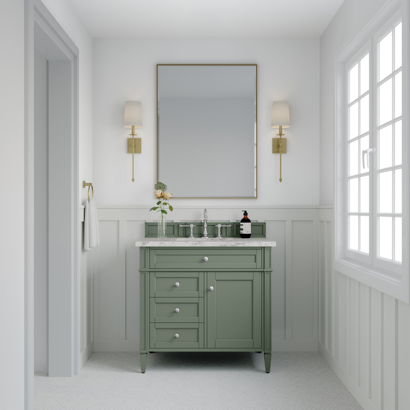 James Martin Brittany 36" Single Bathroom Vanity, Smokey Celadon by James Martin