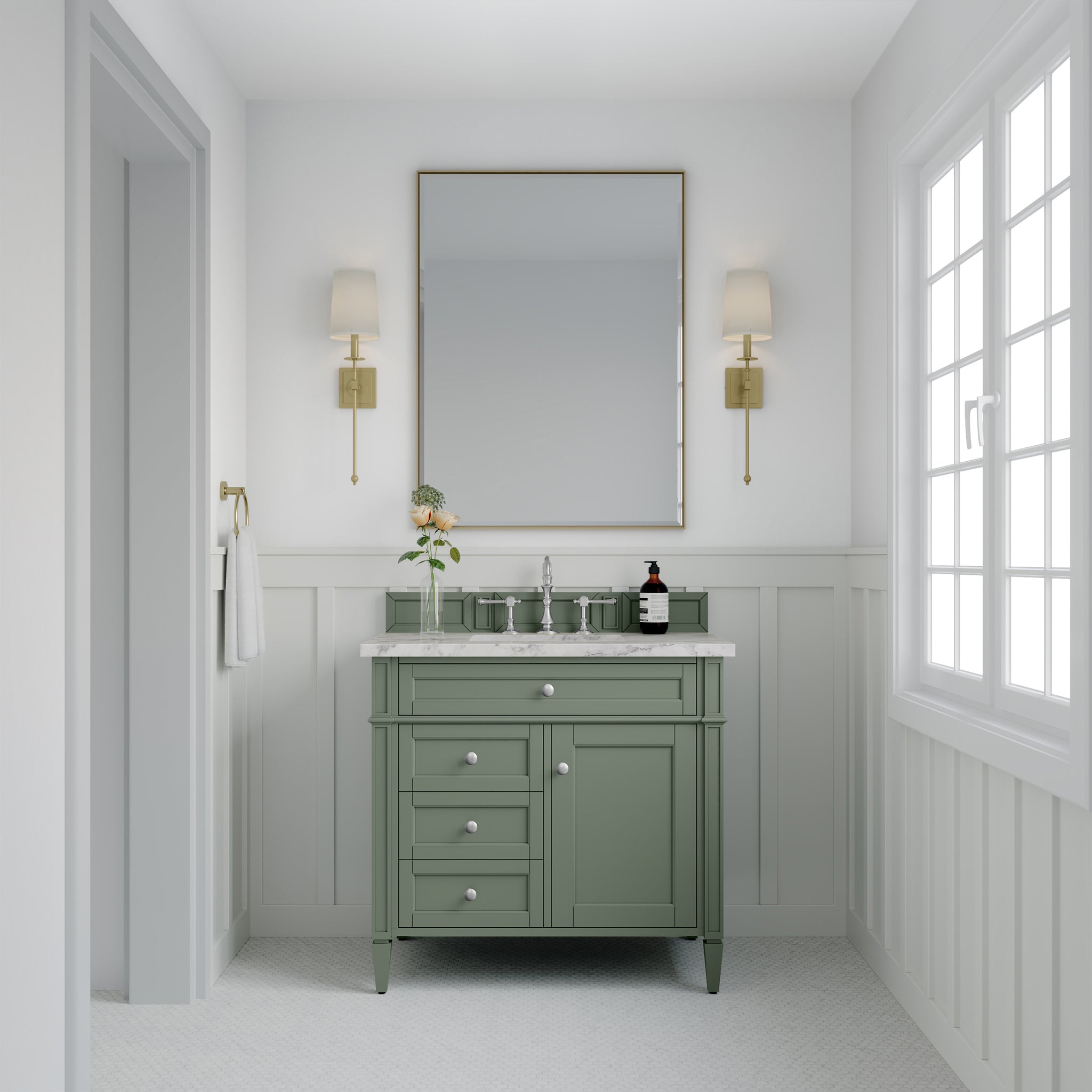 James Martin Brittany 36" Single Bathroom Vanity, Smokey Celadon by James Martin