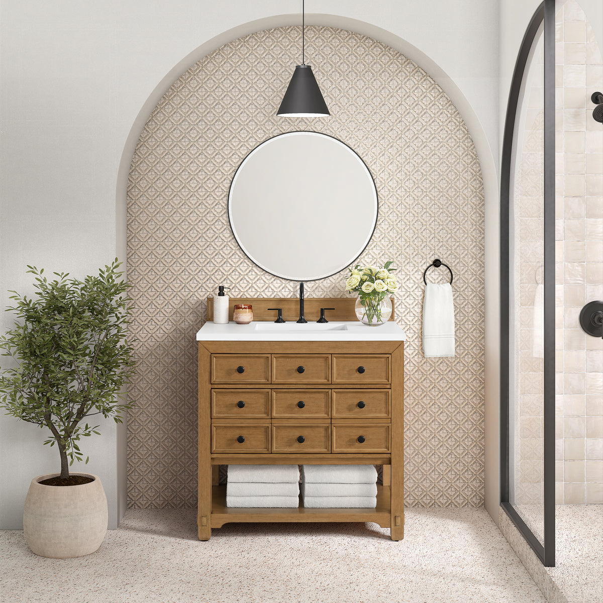 James Martin Malibu 36" Single Bathroom Vanity, Amber Birch, view 29