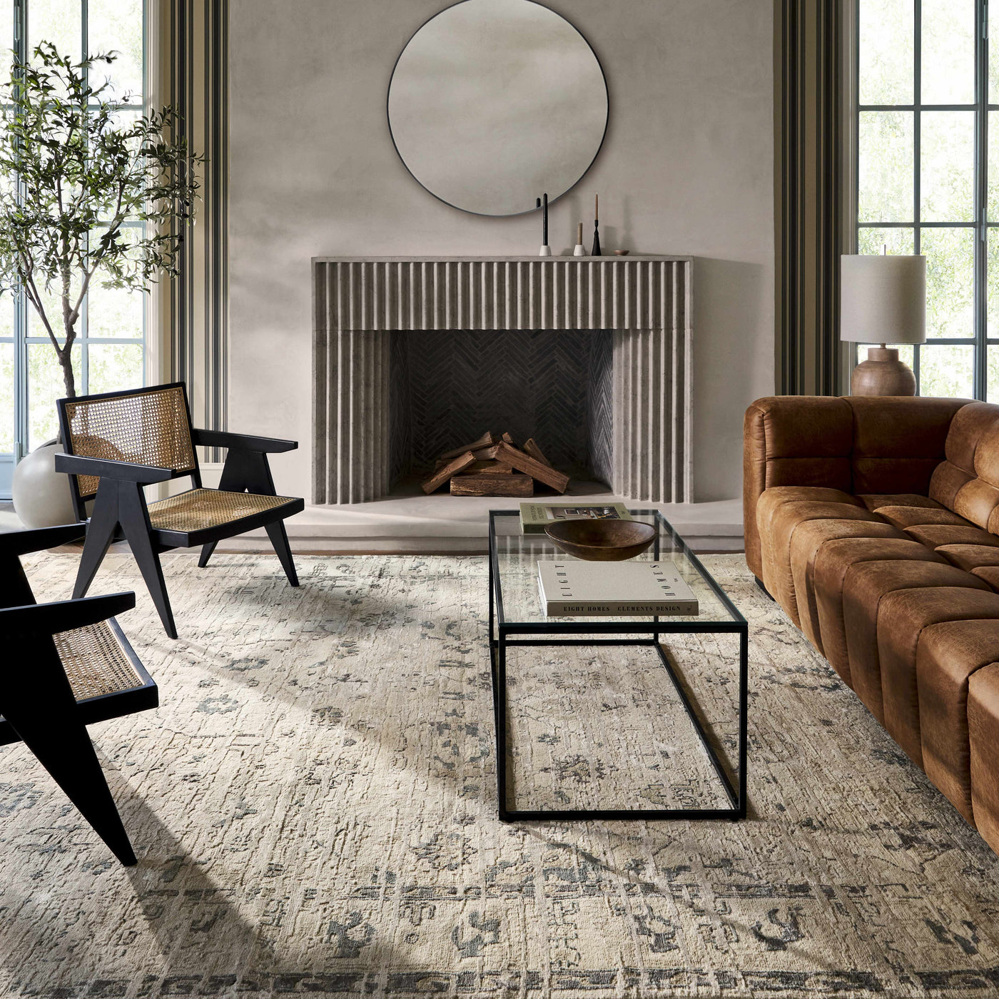 Round Mirror with Black Aluminum Frame by Boutique Rugs