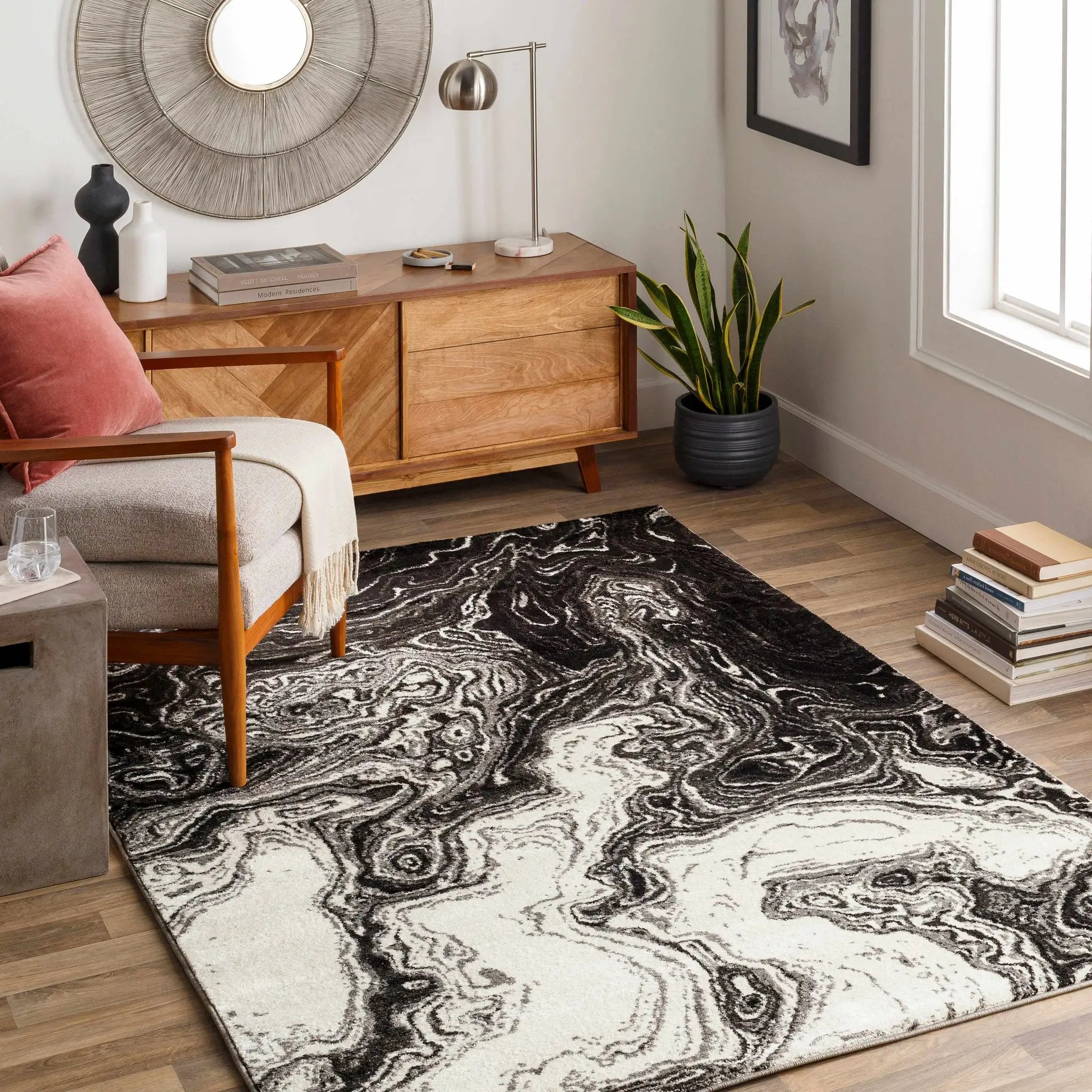 Nuevo Black Marble Carpet - Clearance by Boutique Rugs