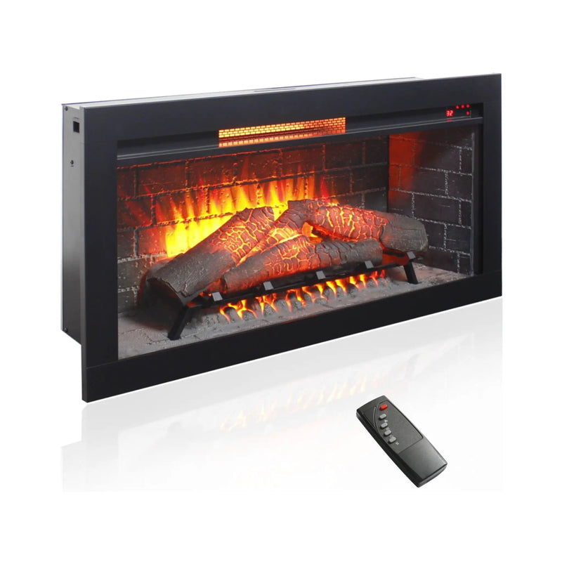 Nuvia 36-Inch Electric Antique Black Touch Panel Infrared Fireplace Insert With Removable Trim Kit (SAK84610) by SAKSBY WHOLESALE