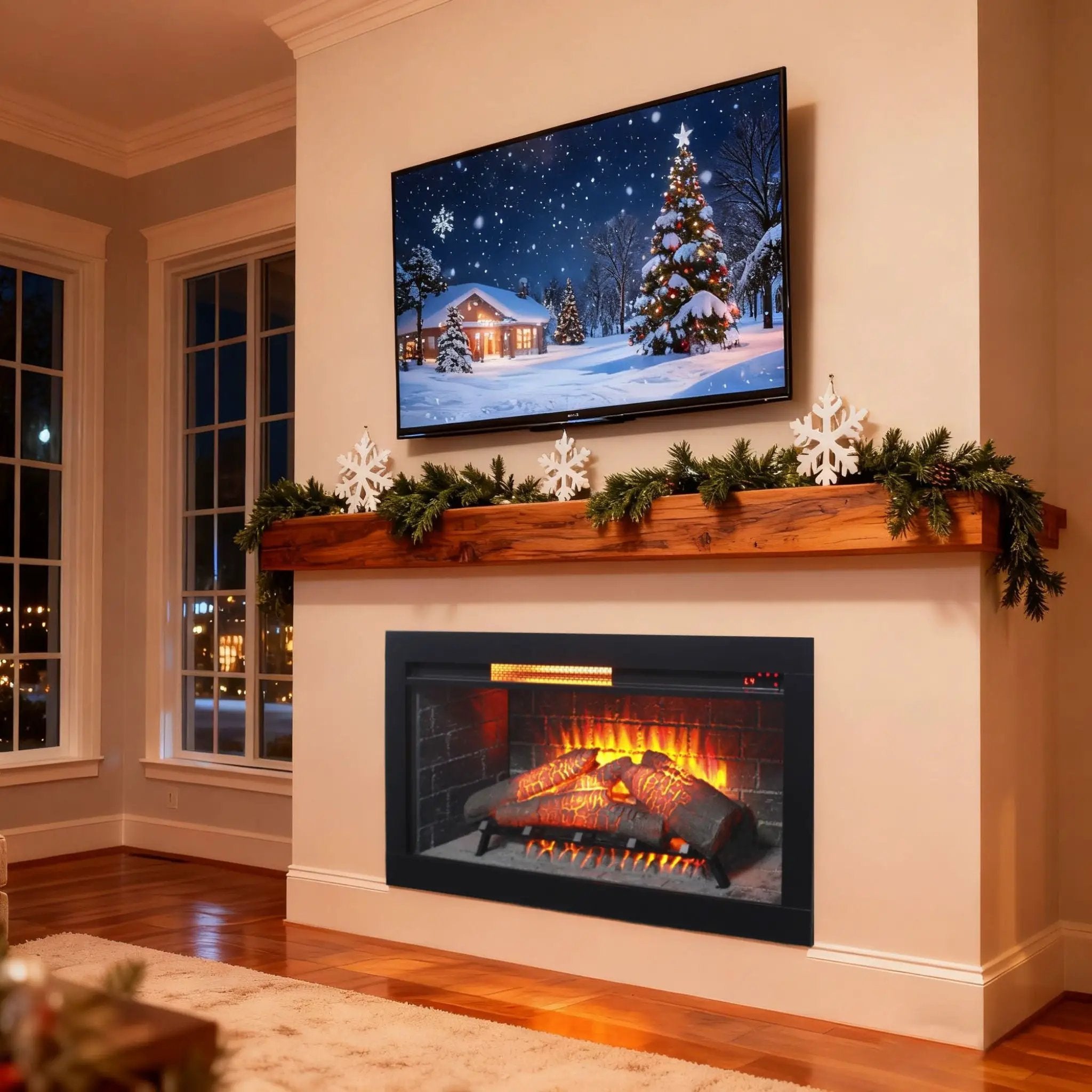 Nuvia 36-Inch Electric Antique Black Touch Panel Infrared Fireplace In