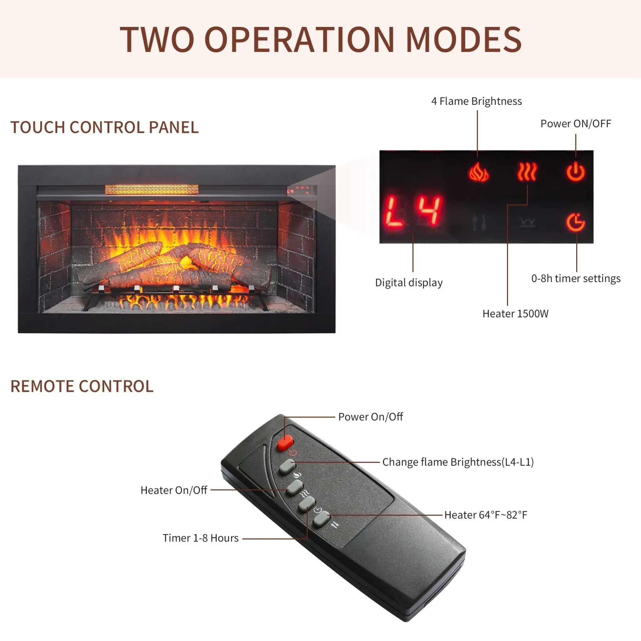 Nuvia 36-Inch Electric Antique Black Touch Panel Infrared Fireplace Insert With Removable Trim Kit (SAK84610) by SAKSBY WHOLESALE