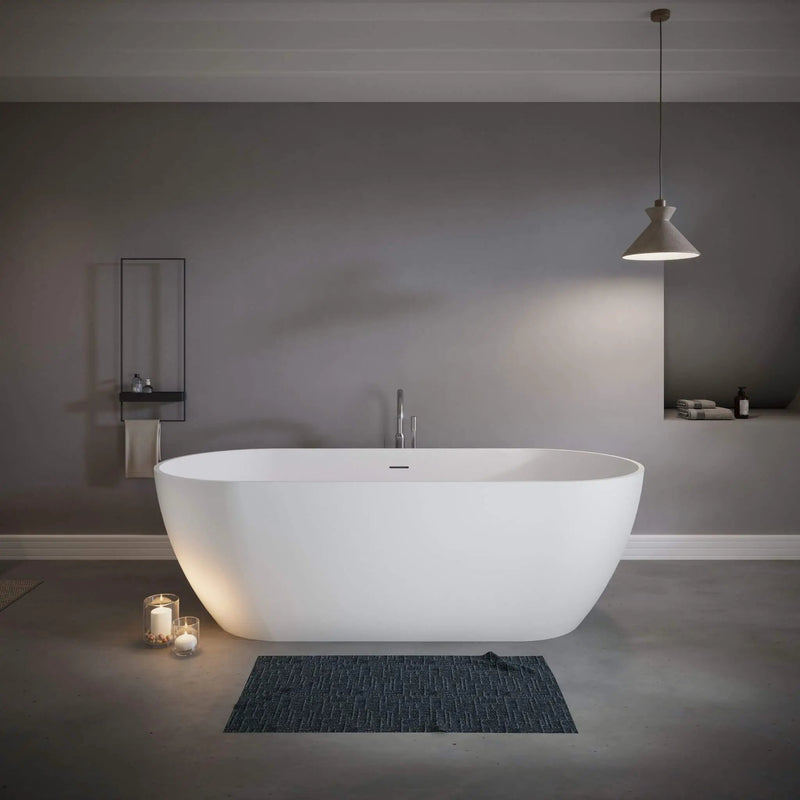 Nuvia 59-Inch Luxury Solid Surface Matte White Freestanding Soaking Tub (SAK95320) by SAKSBY WHOLESALE