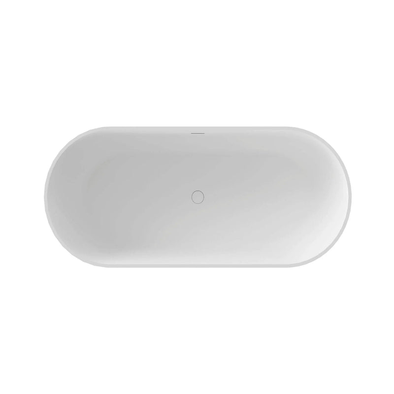 Nuvia 59-Inch Luxury Solid Surface Matte White Freestanding Soaking Tub (SAK95320) by SAKSBY WHOLESALE