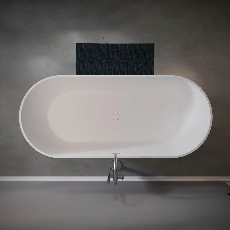 Nuvia 59-Inch Luxury Solid Surface Matte White Freestanding Soaking Tub (SAK95320) by SAKSBY WHOLESALE