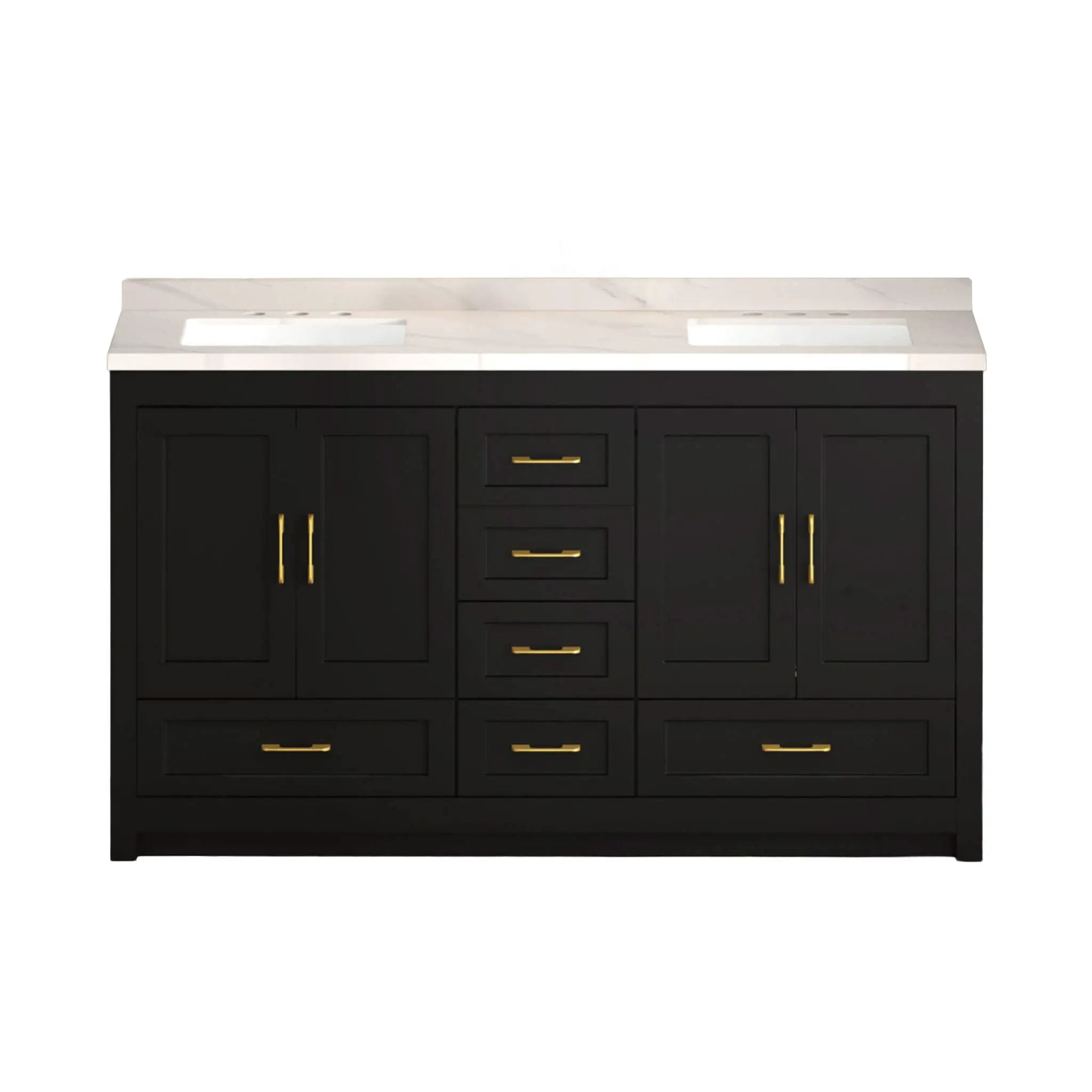 Nuvia 60-Inch Black Bathroom Vanity With Soft Close Doors And Drawers Storage (SAK86210) by SAKSBY WHOLESALE