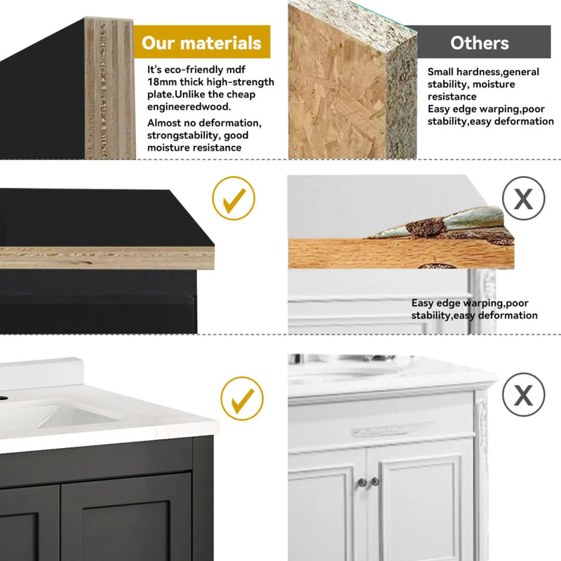 Nuvia 60-Inch Black Bathroom Vanity With Soft Close Doors And Drawers Storage (SAK86210) by SAKSBY WHOLESALE