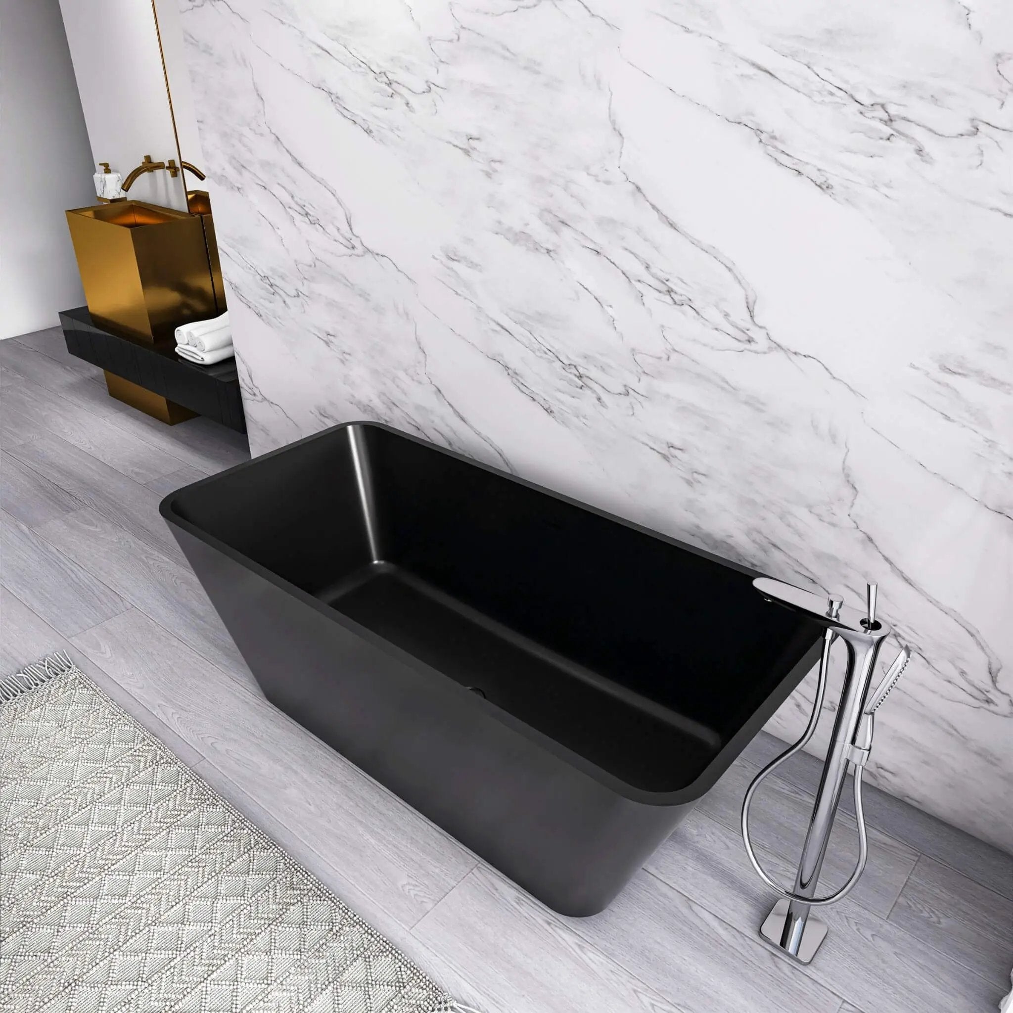 Nuvia 67-Inch Luxury Freestanding Solid Surface Soaking Bathtub (SAK51920) by SAKSBY WHOLESALE