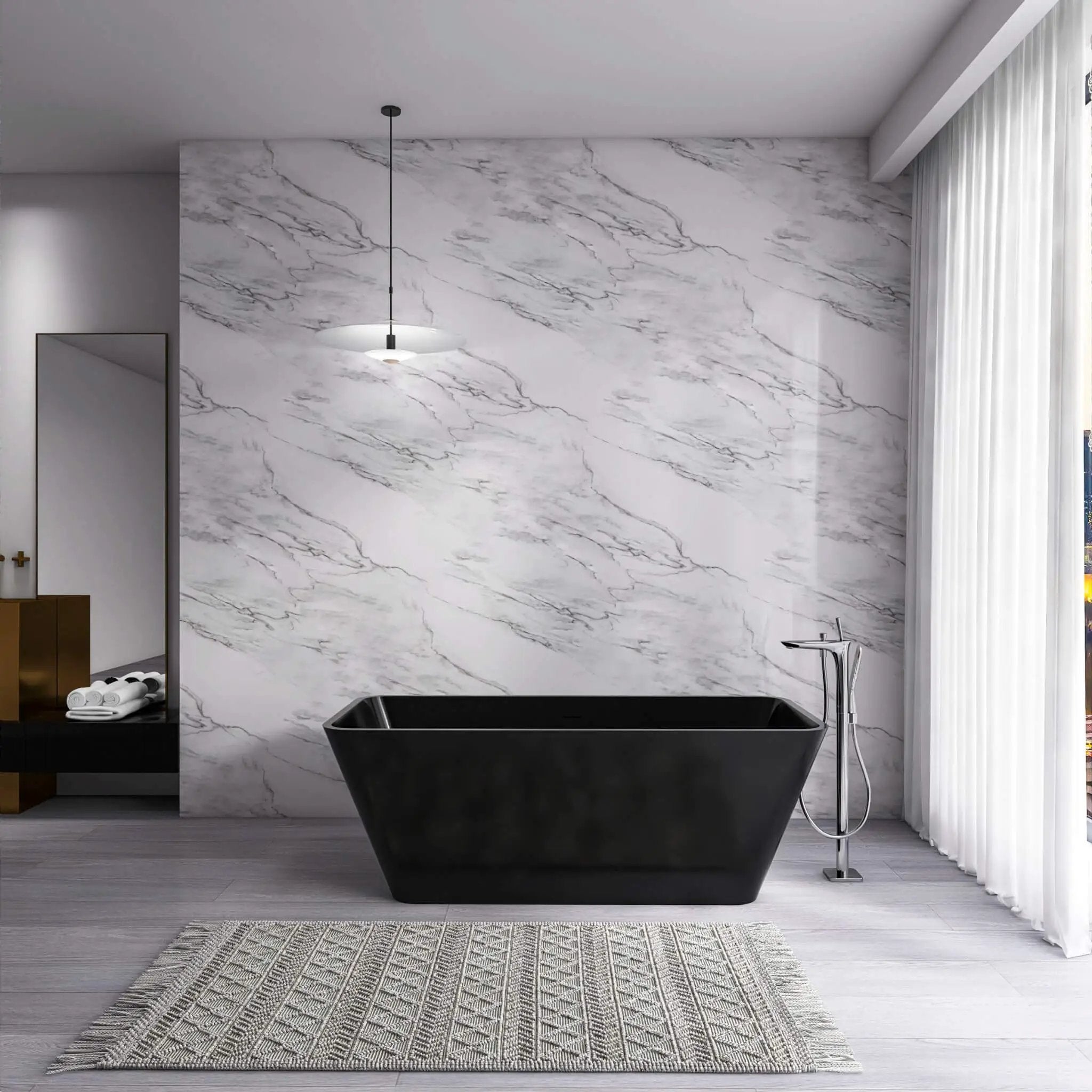 Nuvia 67-Inch Luxury Freestanding Solid Surface Soaking Bathtub (SAK51920) by SAKSBY WHOLESALE