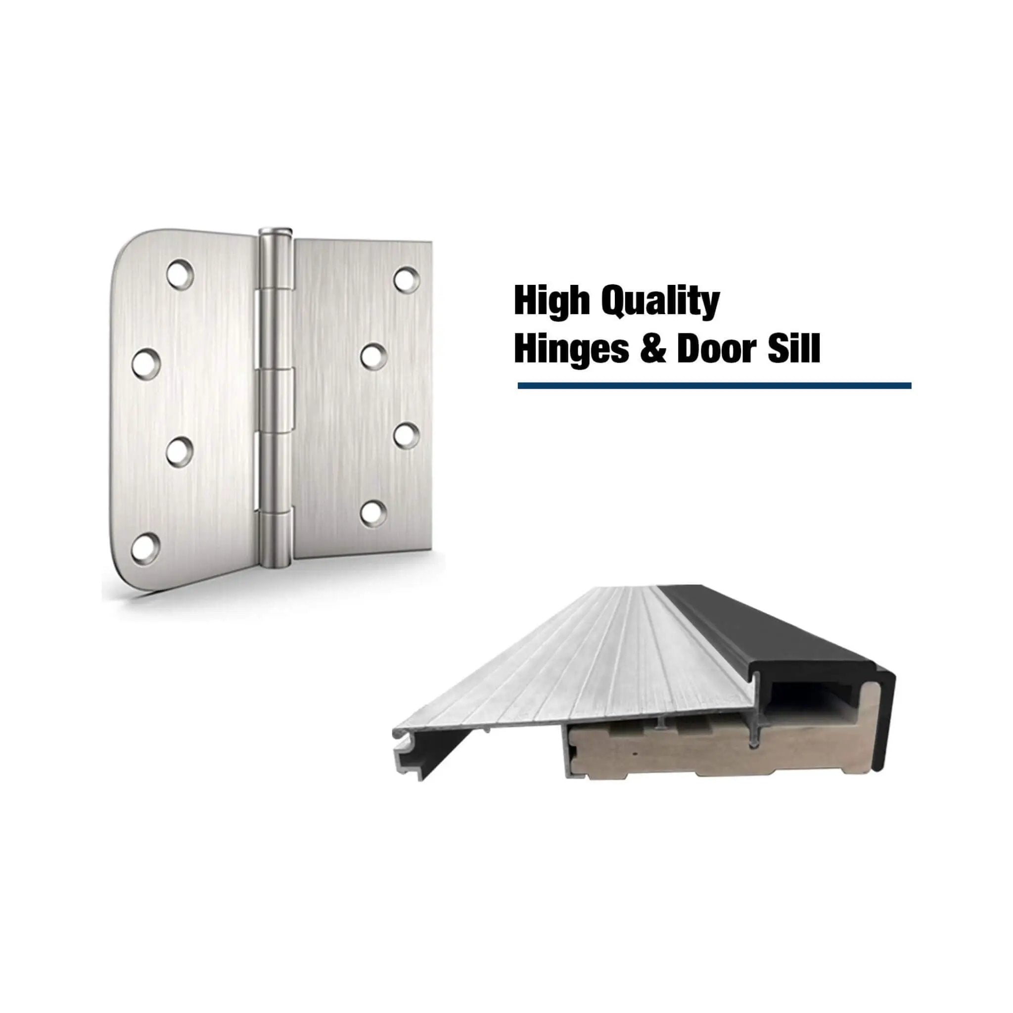 [36X80-Inch] Nuvia Black Modern Left Inswing Fiberglass Entry Door With Frosted Glass (SAK25849) by SAKSBY WHOLESALE