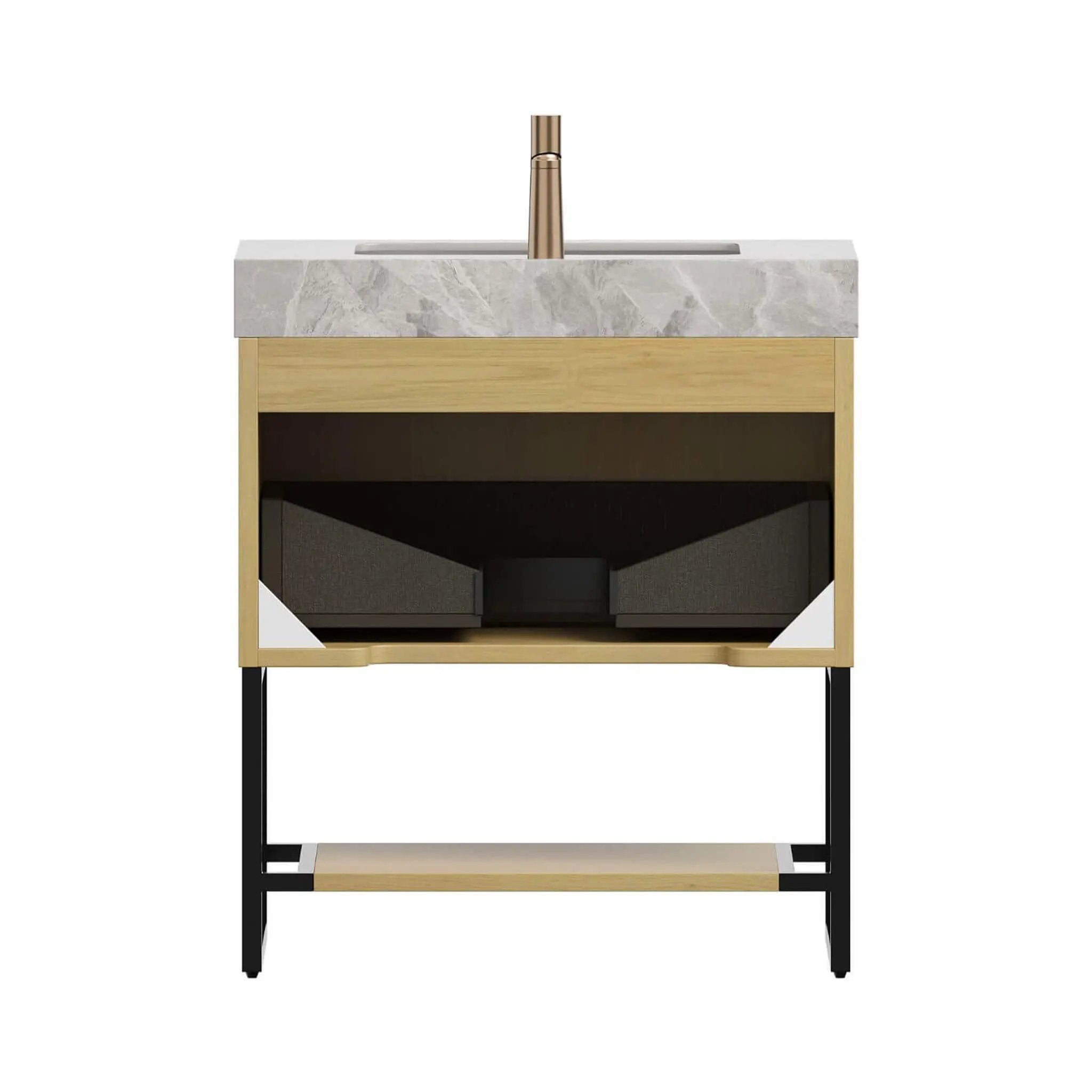 Nuvia Luxury 30-Inch Corolla Oak Freestanding Bathroom Vanity With Sink And Storage (SAK79352) by SAKSBY WHOLESALE
