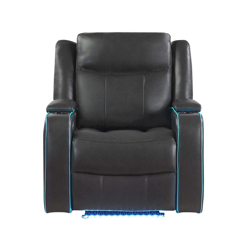 Nuvia Luxury Charcoal Upholstered Power Recliner Armchair With LED Lights (SAK16429) by SAKSBY WHOLESALE