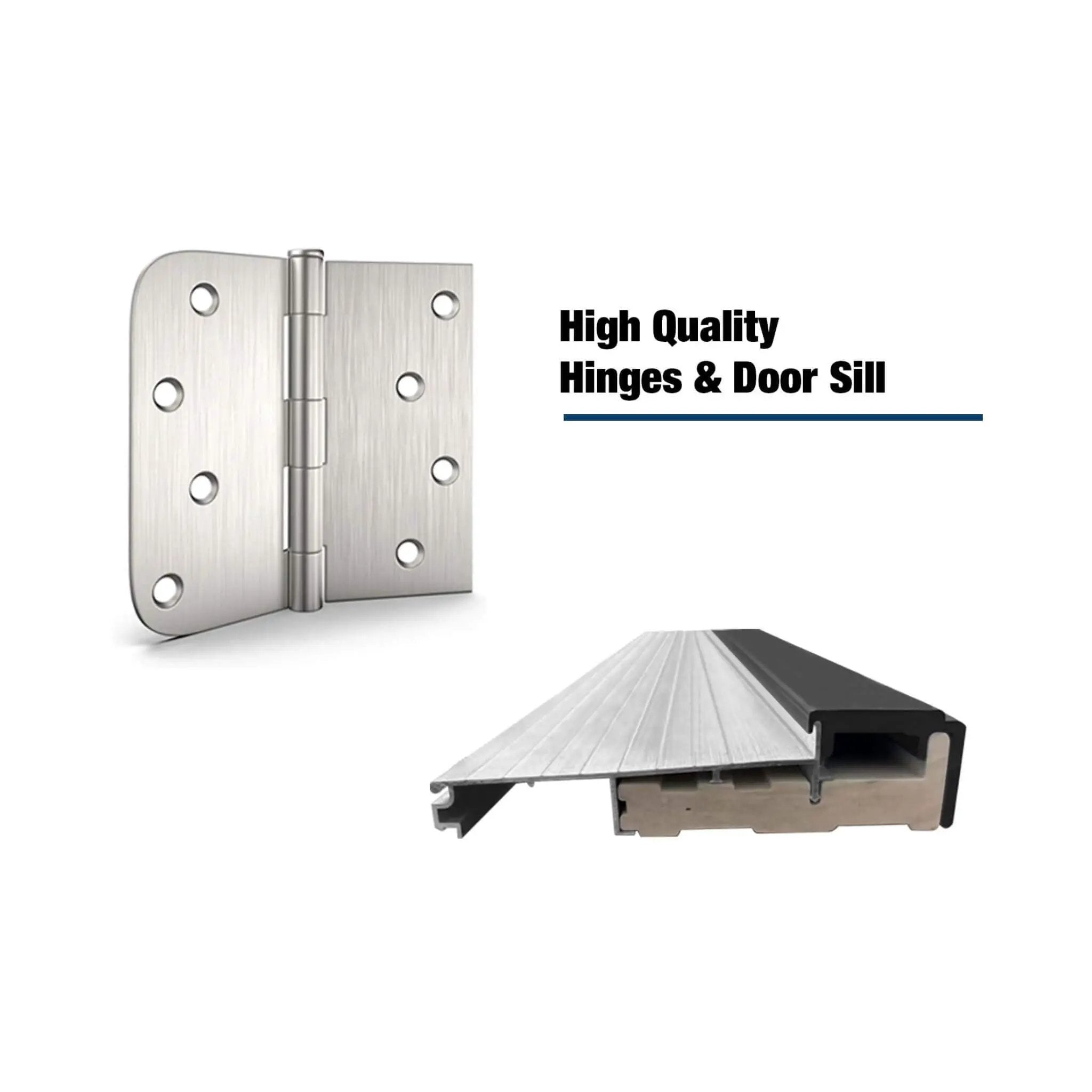 [36X80-Inch] Nuvia Modern Frosted Glass Black Fiberglass Front Door With Right Inswing (SAK10584) by SAKSBY WHOLESALE