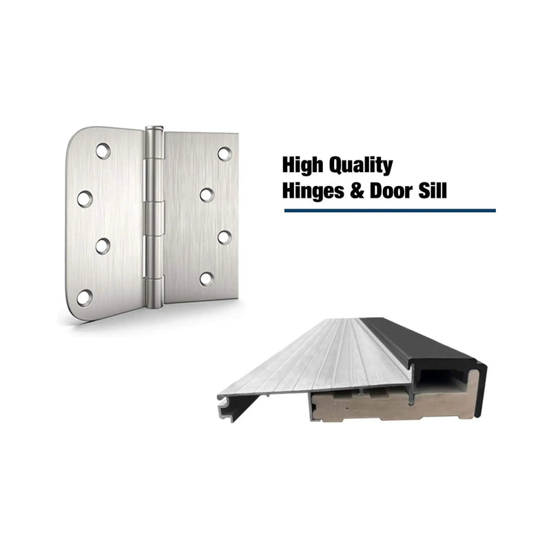 [36X80-Inch] Nuvia Modern Frosted Glass Black Fiberglass Front Door With Right Inswing (SAK10584) by SAKSBY WHOLESALE