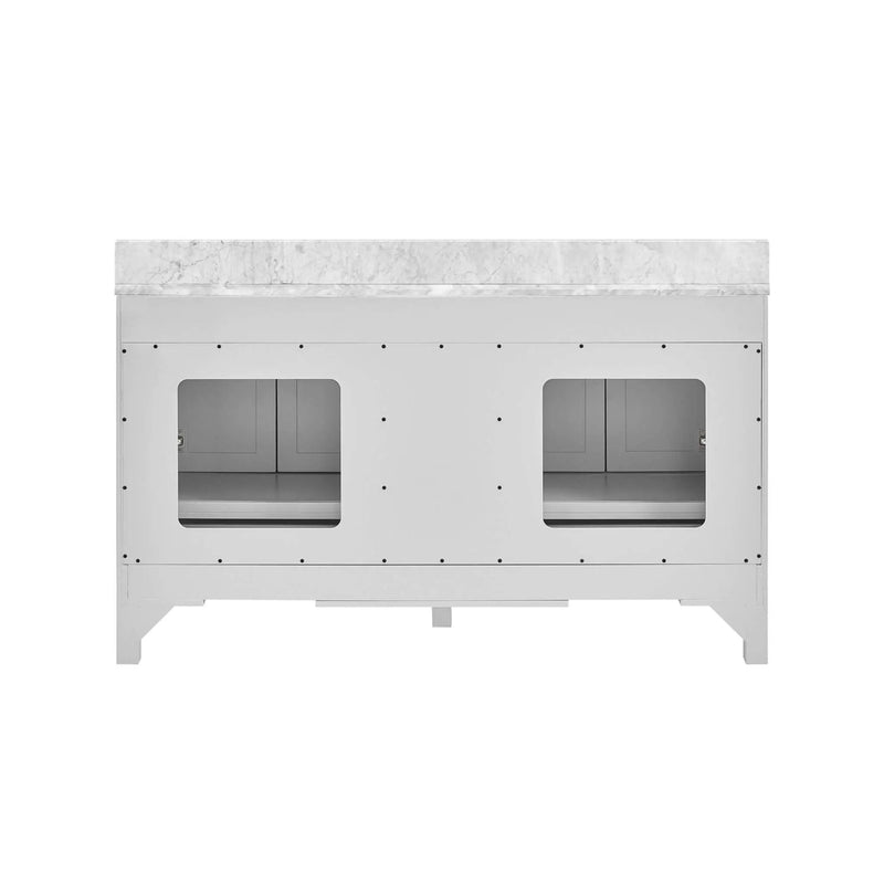 Nuvia Premium 60-Inch Freestanding Double Sink Bathroom Vanity With Carrara Marble Top (SAK51829) by SAKSBY WHOLESALE