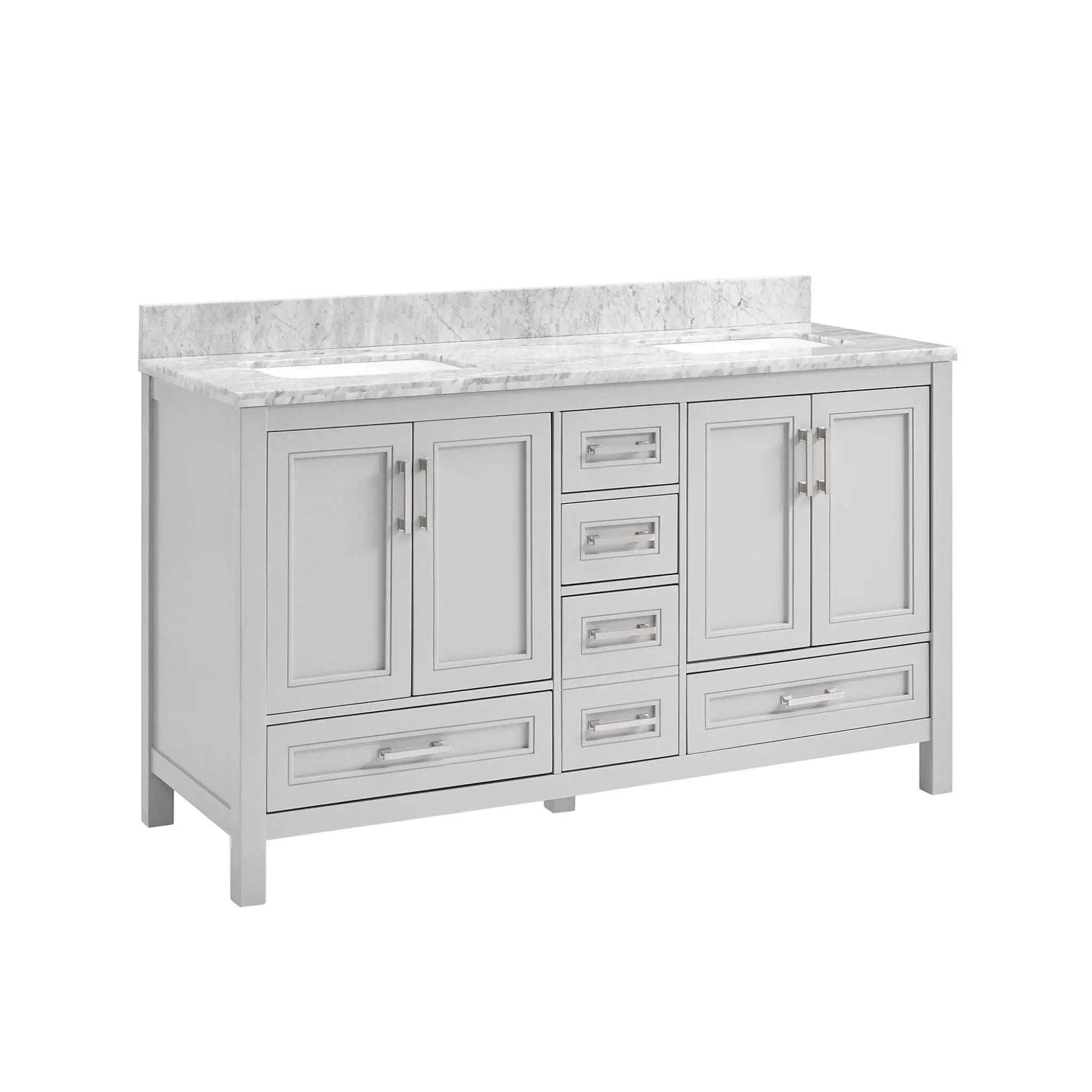 Nuvia Premium 60-Inch Freestanding Double Sink Bathroom Vanity With Carrara Marble Top (SAK51829) by SAKSBY WHOLESALE