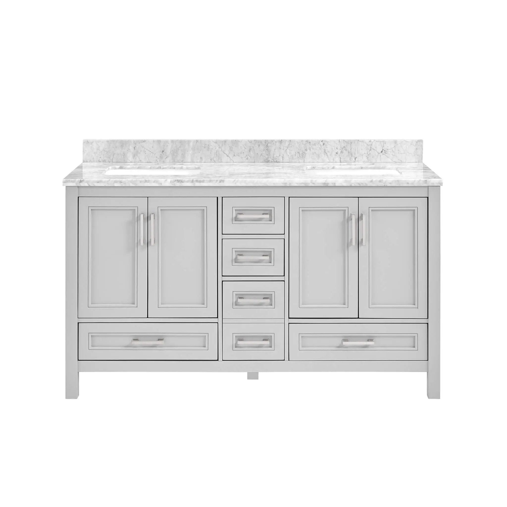 Nuvia Premium 60-Inch Freestanding Double Sink Bathroom Vanity With Carrara Marble Top (SAK51829) by SAKSBY WHOLESALE
