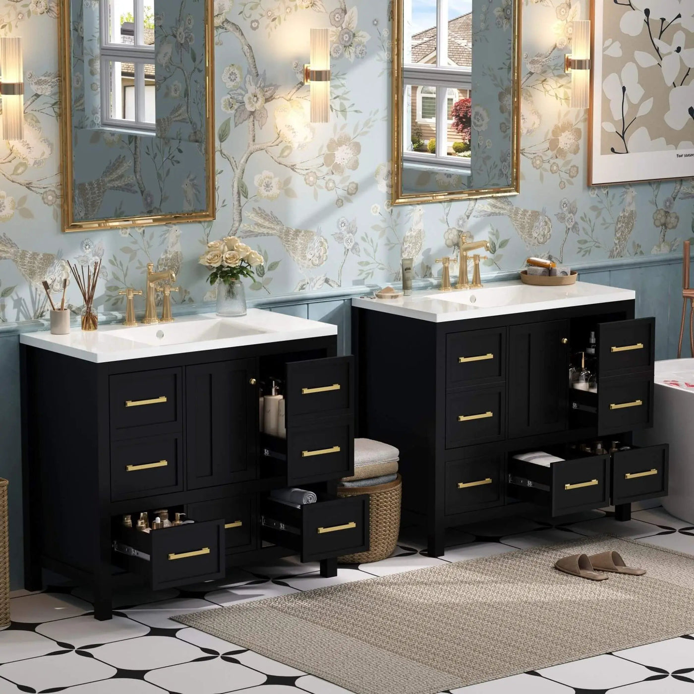 Nuvia Premium 72-Inch Bathroom Vanity Set With Resin Sink And Soft-Close Drawers [Faucet Not Included] (SAK62749) by SAKSBY WHOLESALE