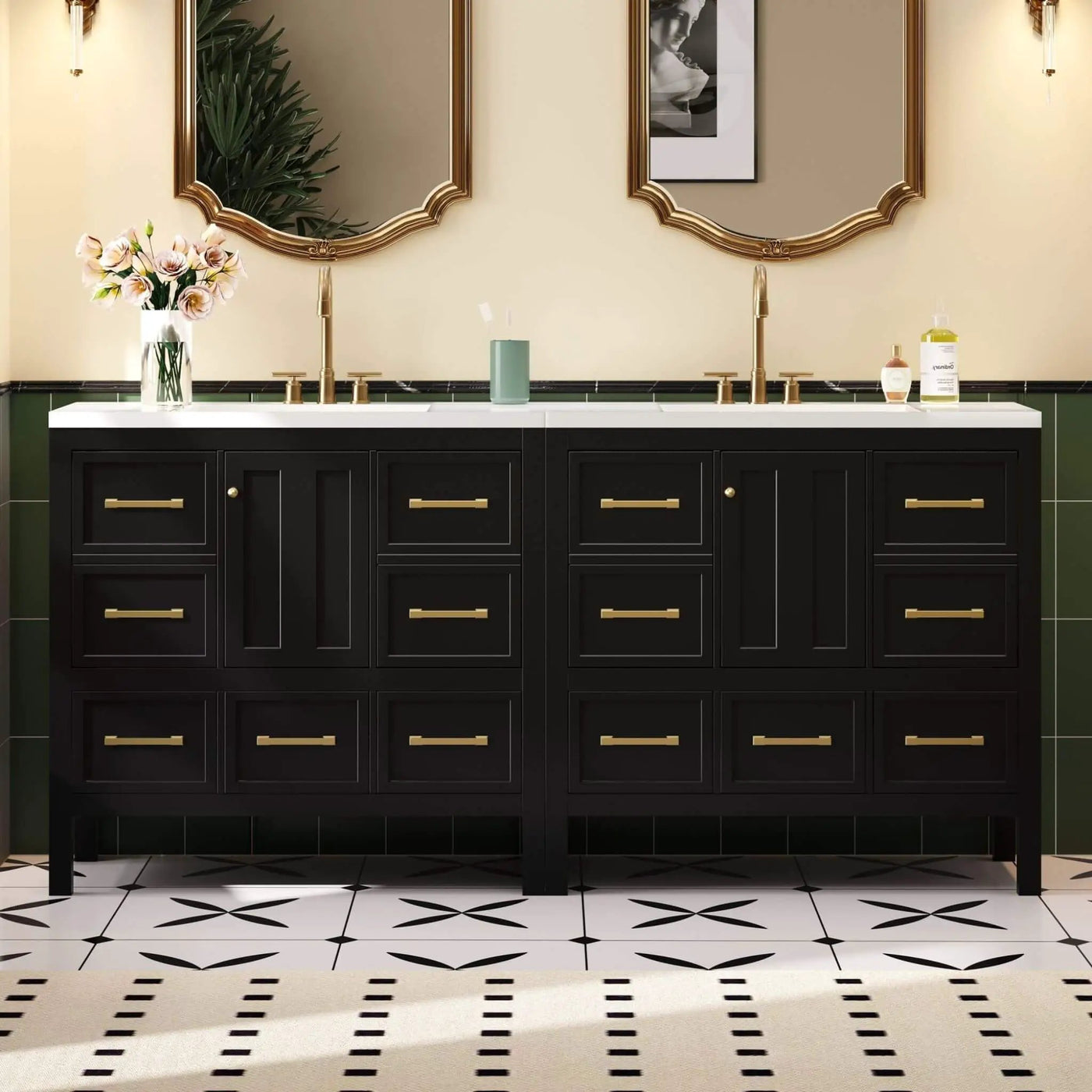 Nuvia Premium 72-Inch Bathroom Vanity Set With Resin Sink And Soft-Close Drawers [Faucet Not Included] (SAK62749) by SAKSBY WHOLESALE