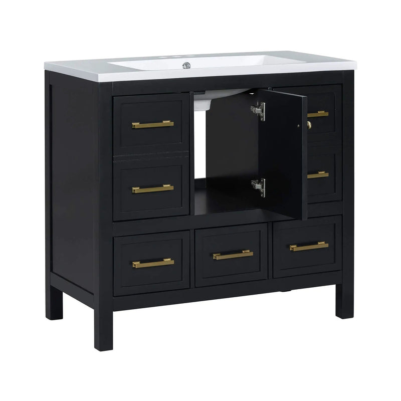 Nuvia Premium 72-Inch Bathroom Vanity Set With Resin Sink And Soft-Close Drawers [Faucet Not Included] (SAK62749) by SAKSBY WHOLESALE