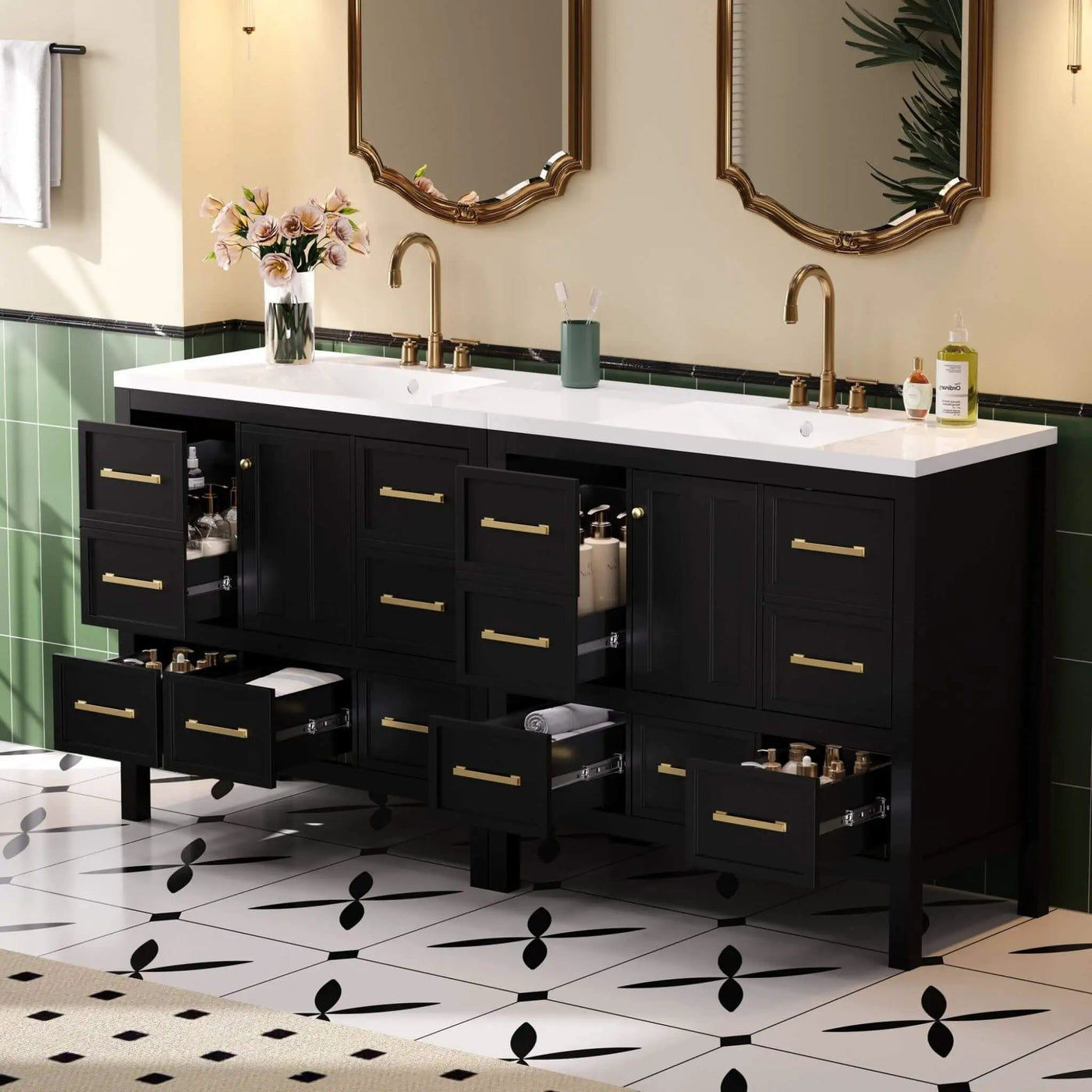 Nuvia Premium 72-Inch Bathroom Vanity Set With Resin Sink And Soft-Close Drawers [Faucet Not Included] (SAK62749) by SAKSBY WHOLESALE