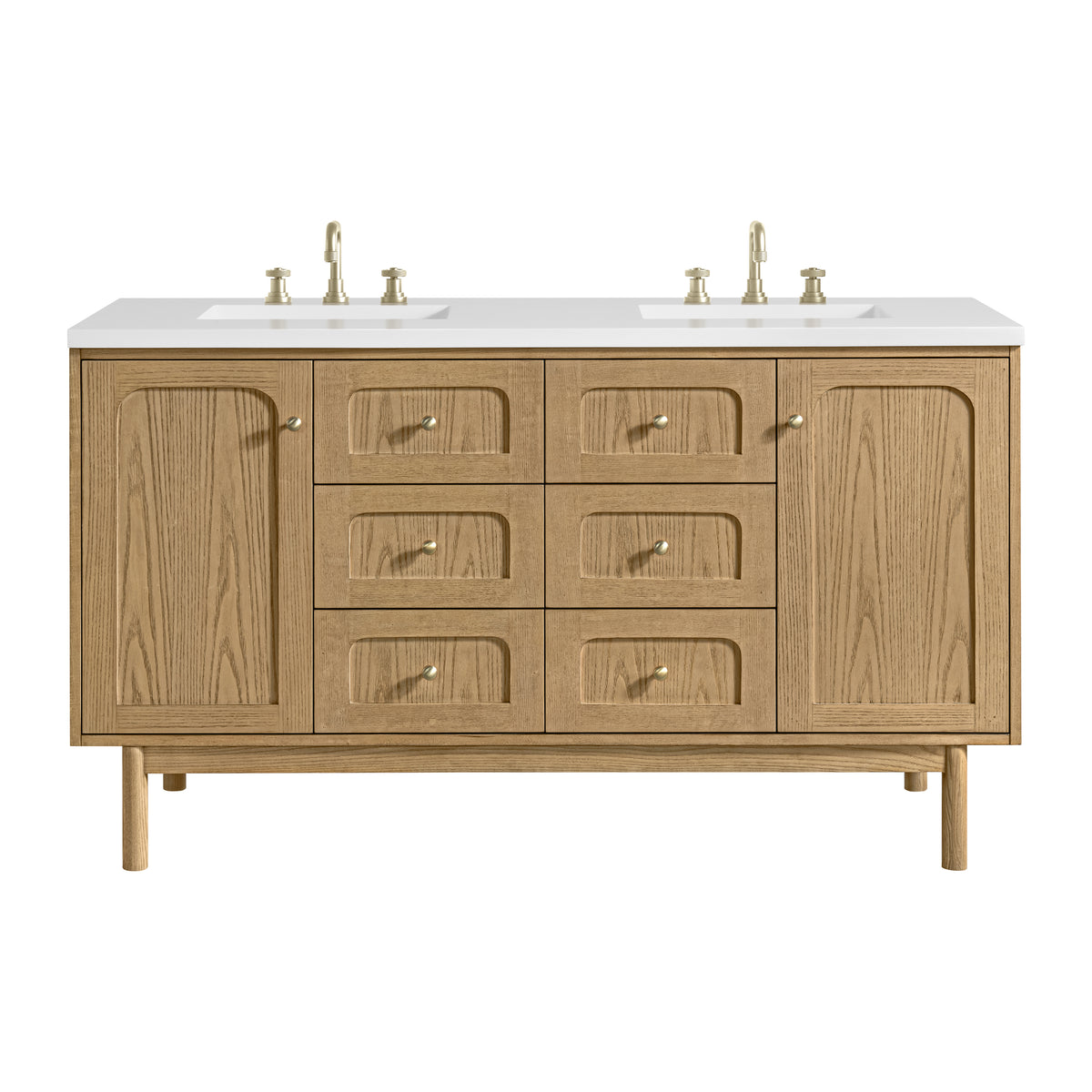 James Martin Laurent 60" Dual Mount Double Bathroom Vanity, Light Natural Oak, view 40