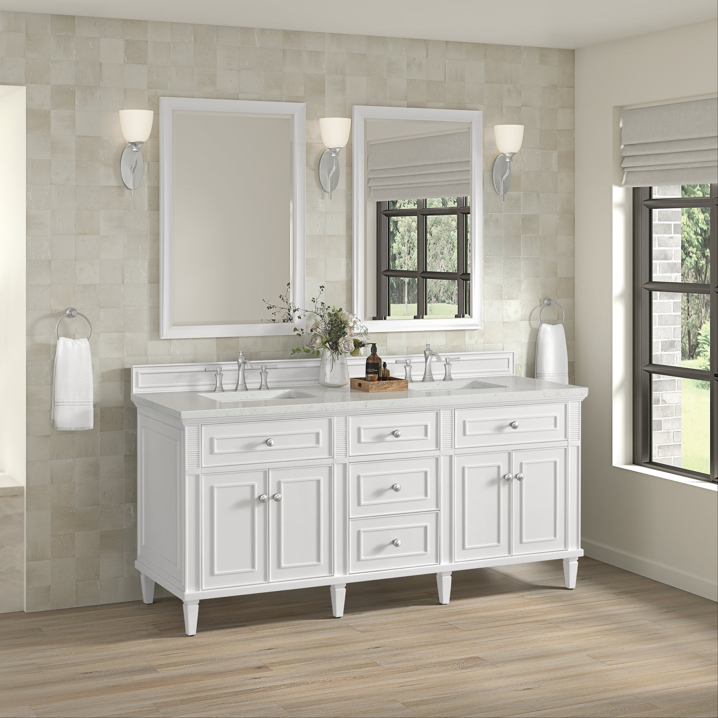 James Martin Lorelai 72" Double Bathroom Vanity, Bright White by James Martin