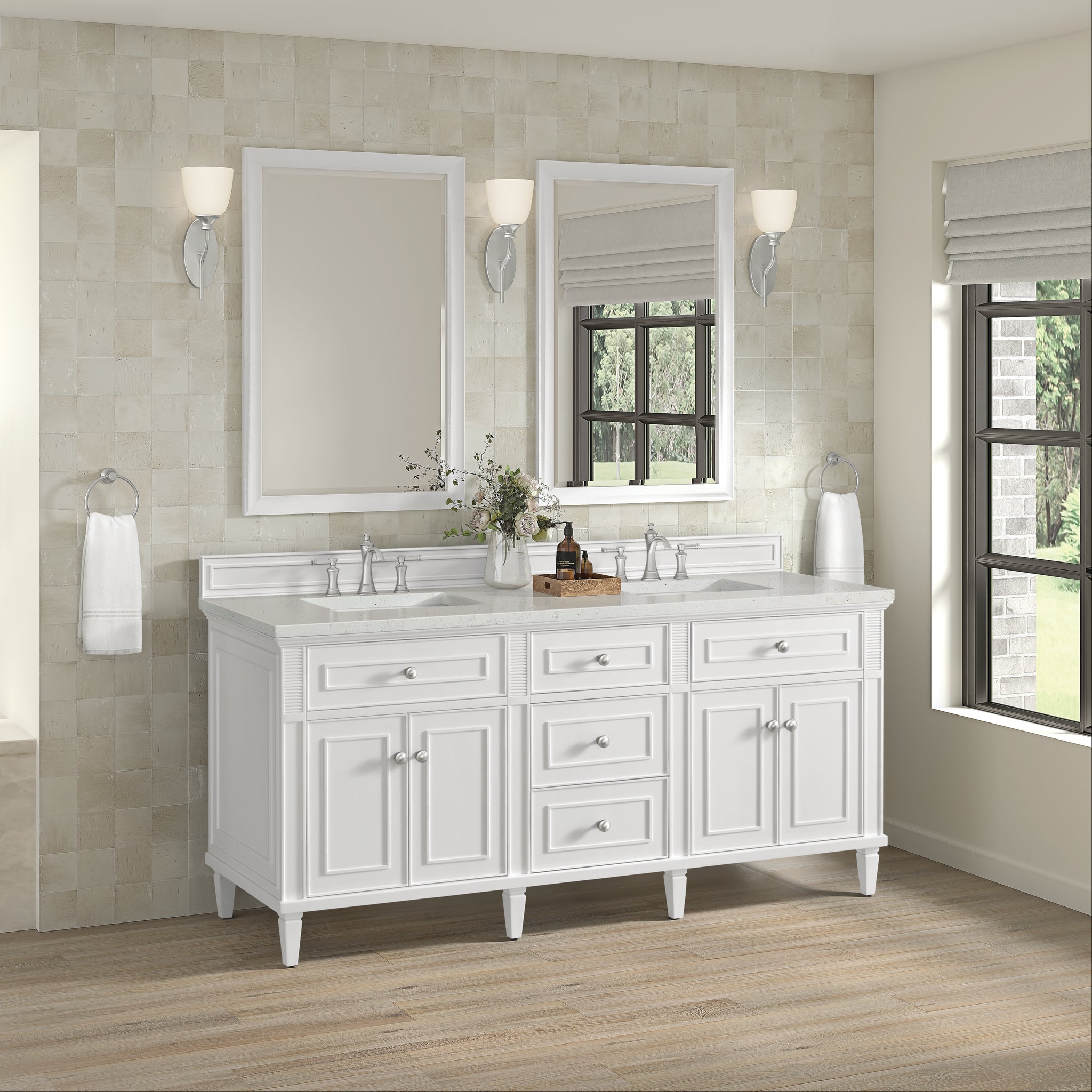 James Martin Lorelai 72" Double Bathroom Vanity, Bright White by James Martin