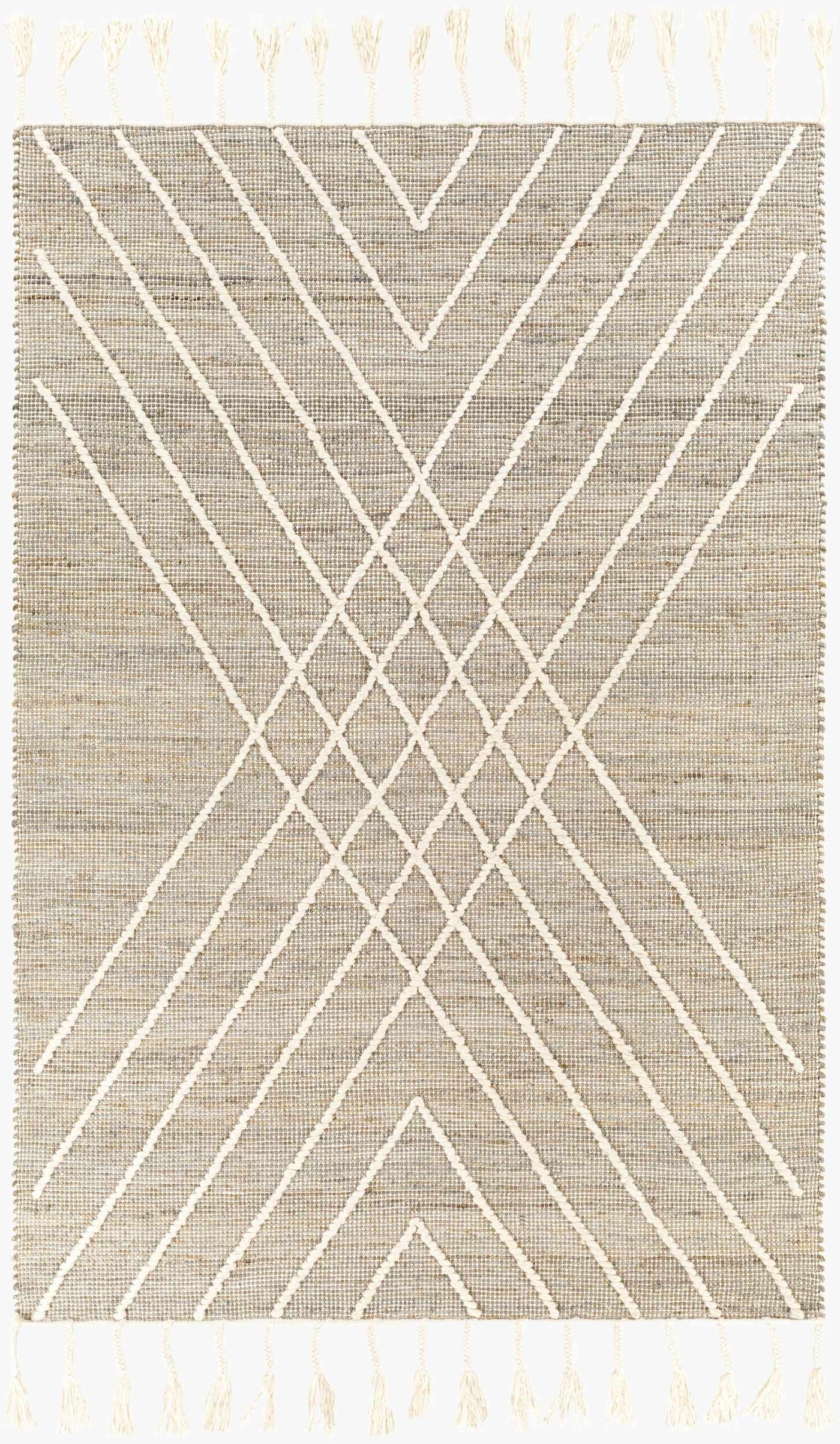 Marbletown Jute&Wool Blend Rug with Tassels - Clearance by Boutique Rugs
