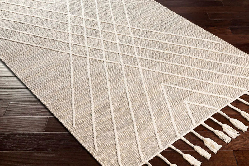 Marbletown Jute&Wool Blend Rug with Tassels - Clearance by Boutique Rugs
