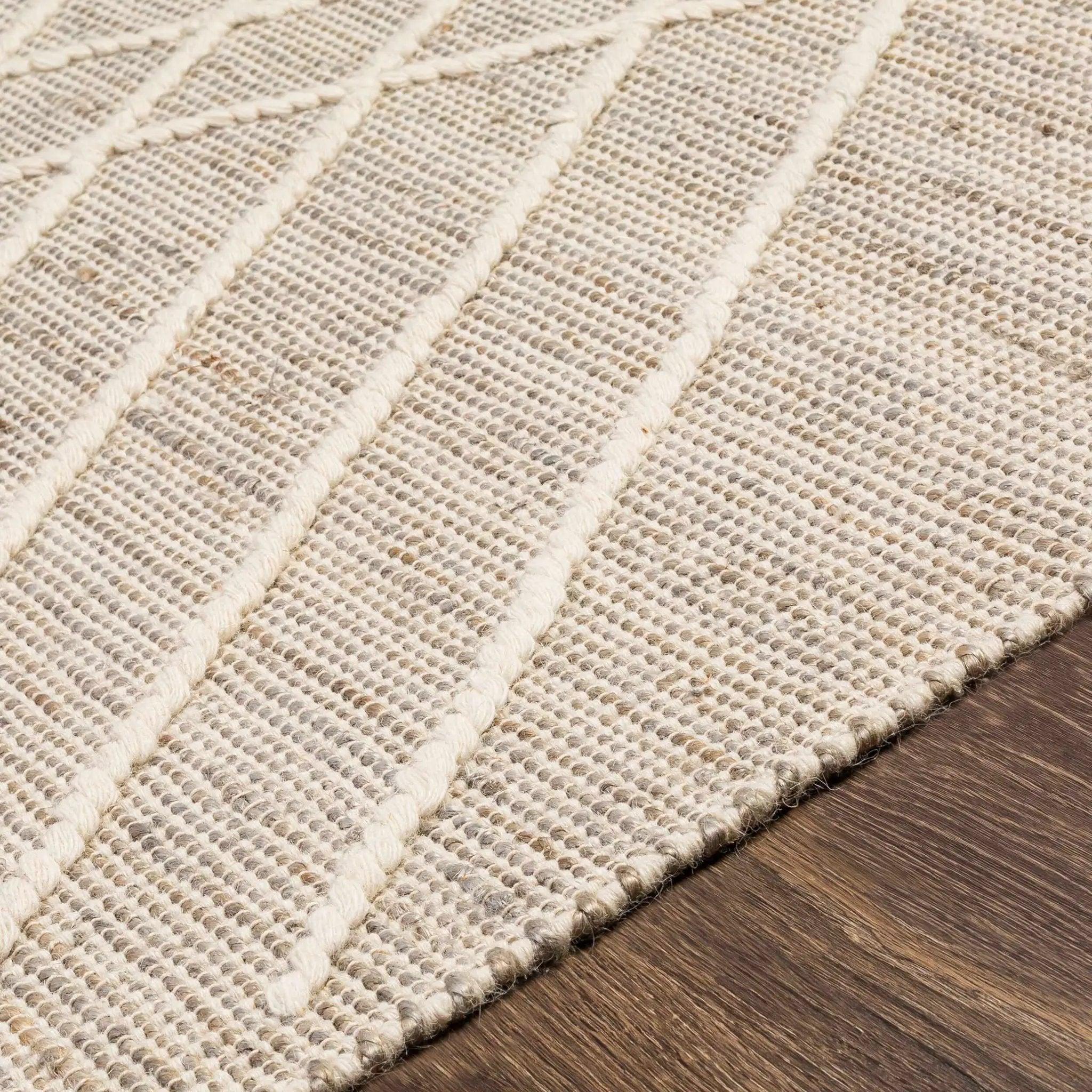 Marbletown Jute&Wool Blend Rug with Tassels - Clearance by Boutique Rugs