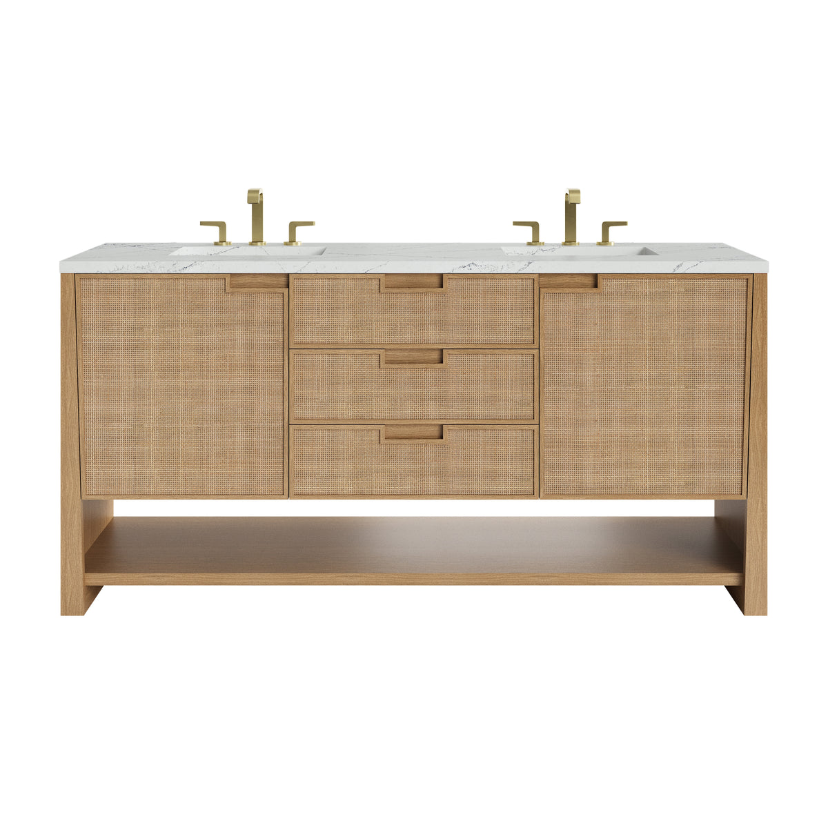 James Martin Solene 72" Double Bathroom Vanity, Seaside Oak with Ethereal Noctis (Quartz) countertop