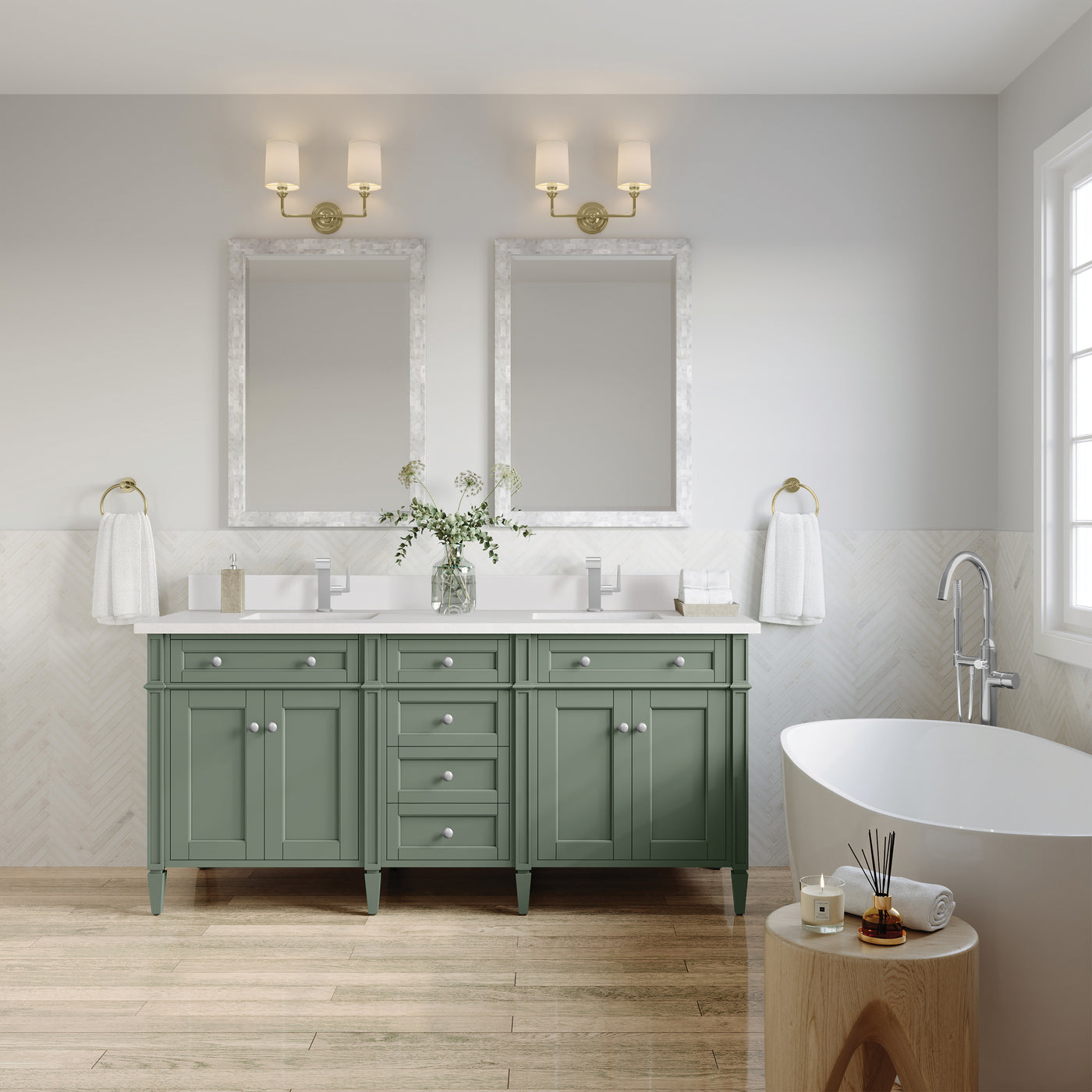 James Martin Brittany 72" Double Bathroom Vanity, Smokey Celadon by James Martin