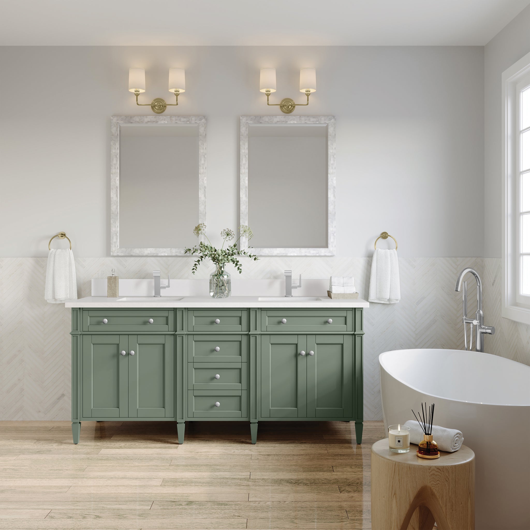 James Martin Brittany 72" Double Bathroom Vanity, Smokey Celadon by James Martin