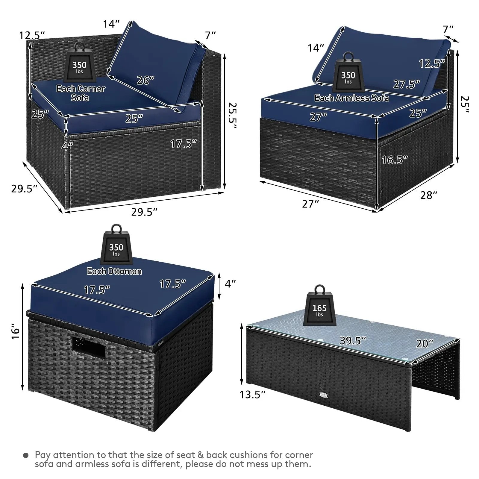 8 Pieces Patio Rattan Storage Table Furniture Set by DirectDeals