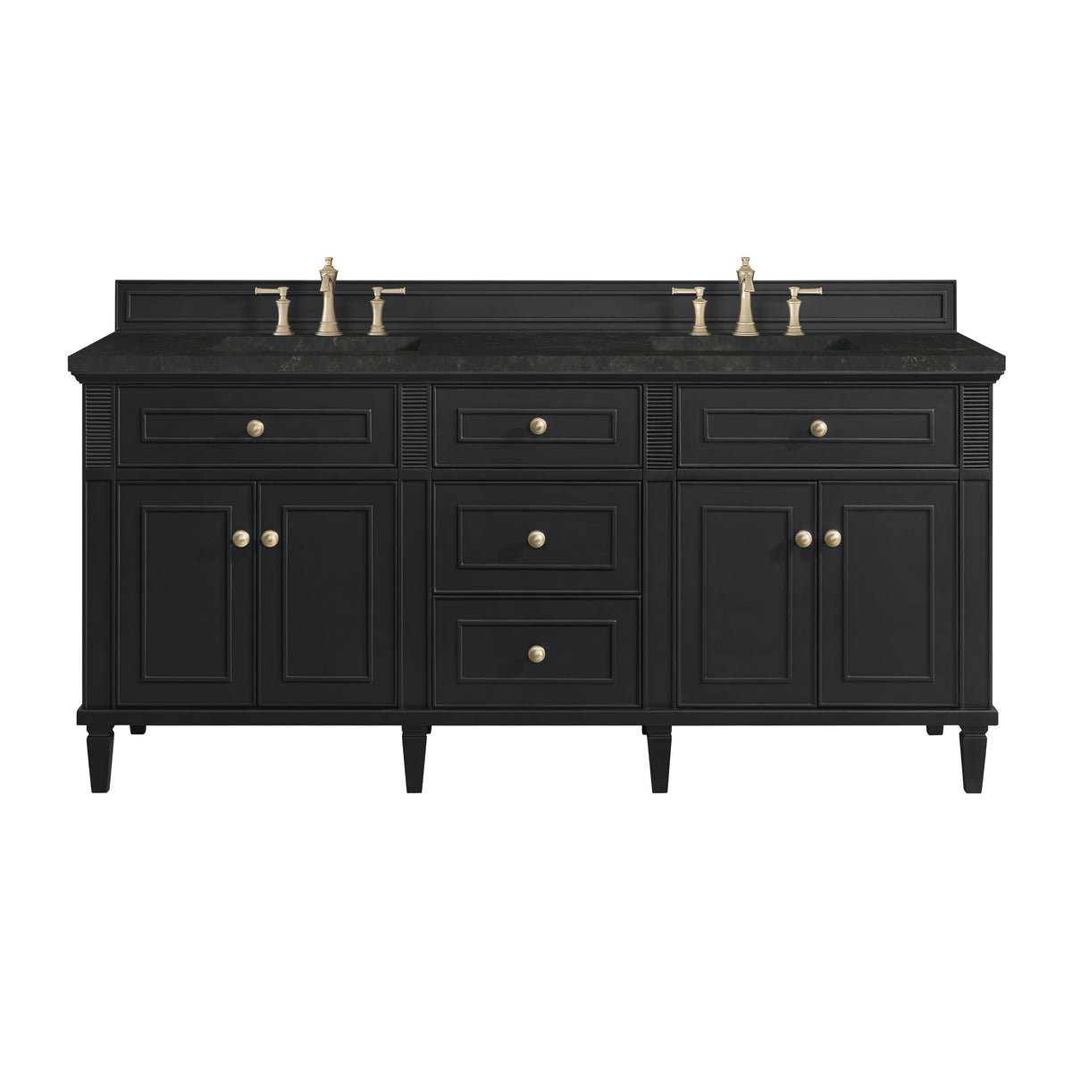 James Martin Lorelai 72" Double Bathroom Vanity, Black Onyx with Phantome countertop