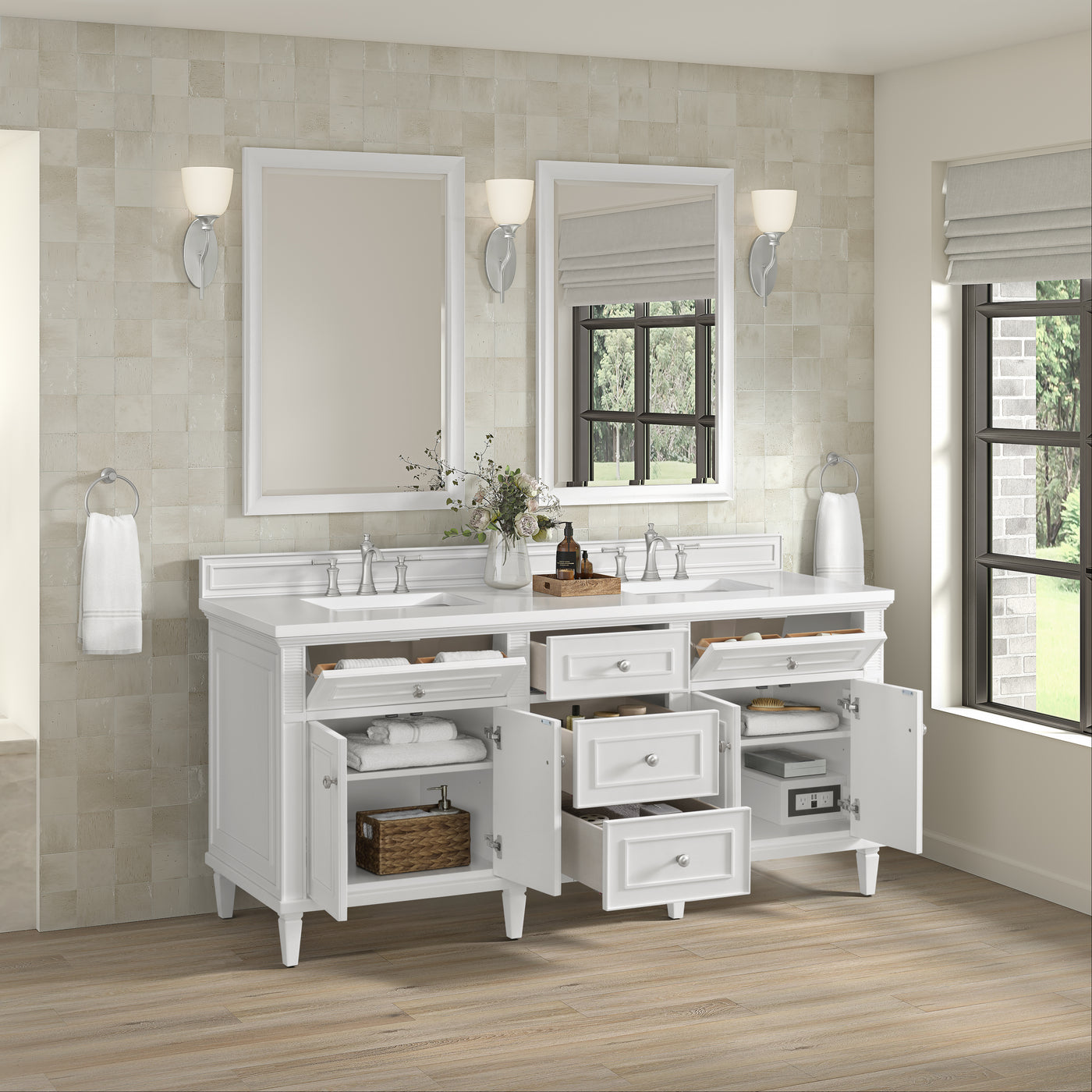 James Martin Lorelai 72" Double Bathroom Vanity, Bright White by James Martin