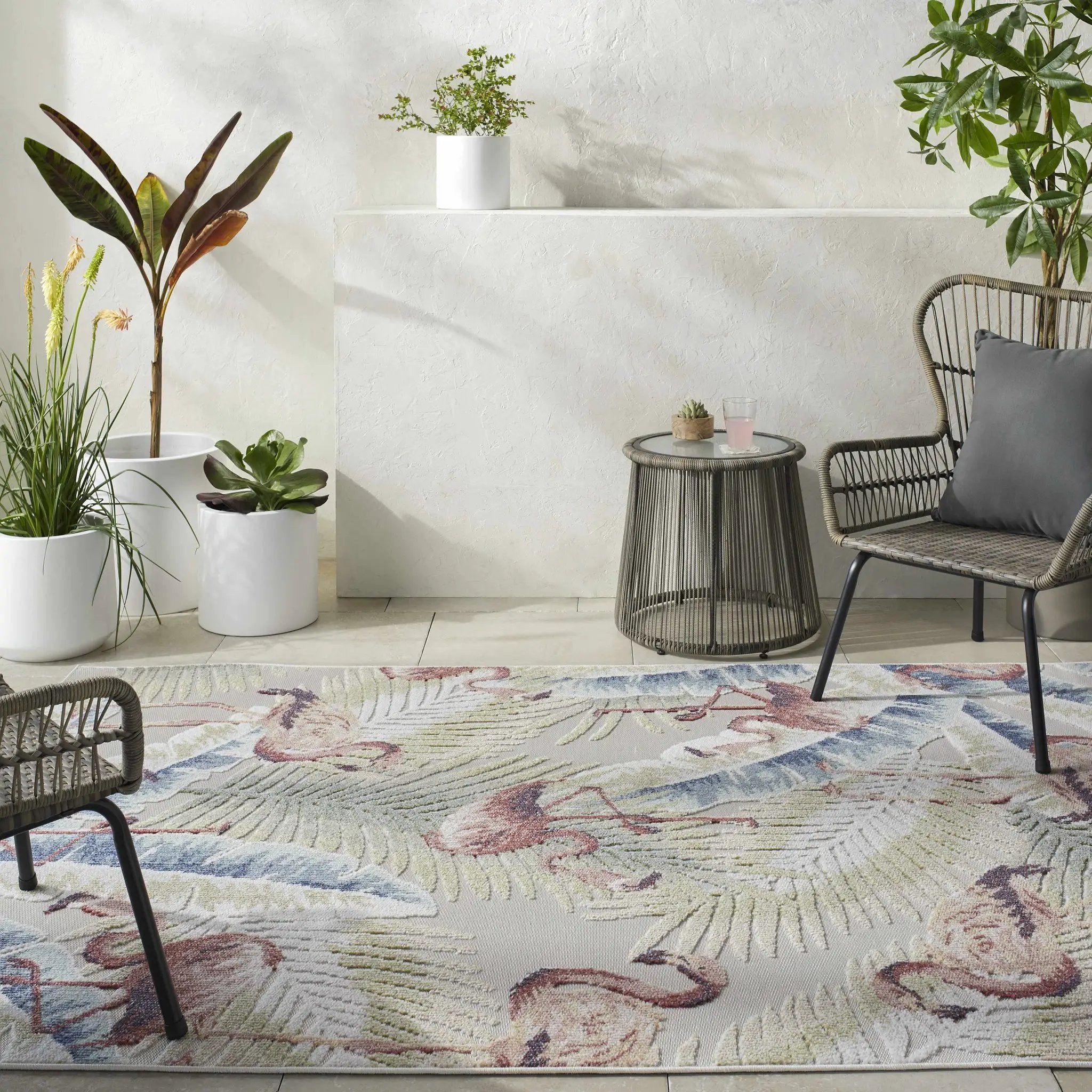 Nayan Light Slate Outdoor Area Rug - Clearance by Boutique Rugs