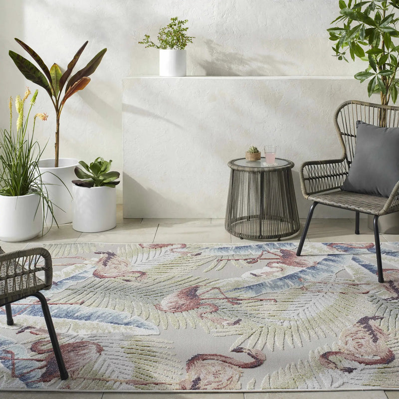 Nayan Light Slate Outdoor Area Rug - Clearance by Boutique Rugs