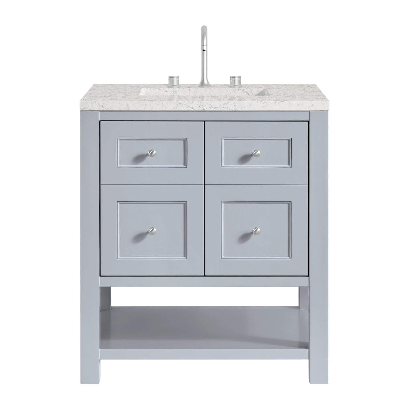 James Martin Breckenridge 30" Single Bathroom Vanity, Serenity Blue with Eternal Jasmine Pearl countertop