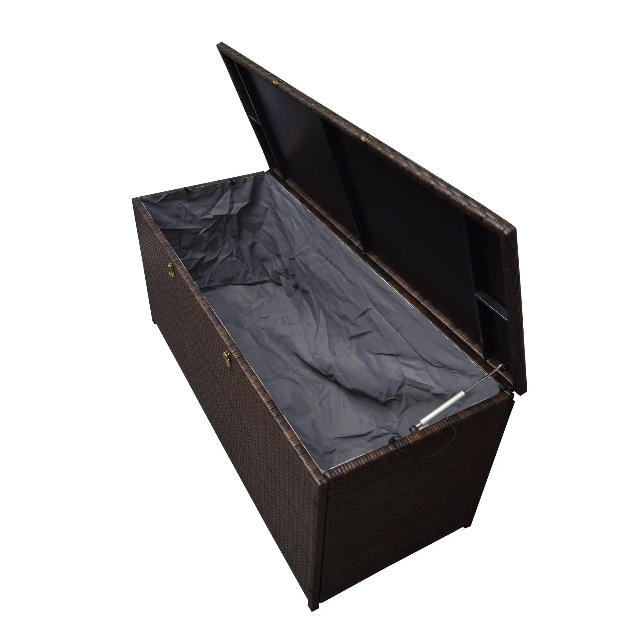 Brown Wicker Patio Deck Box with 113 Gallon Storage and Metal Frame by Sharicks