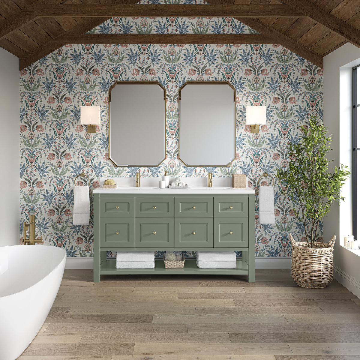 James Martin Breckenridge 60" Double Bathroom Vanity, Smokey Celadon, view 27
